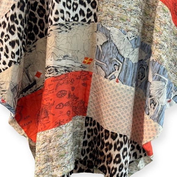 ANTHROPOLOGIE L.P.O. Laurence Maheo Silk Patchwork Tunic Dress Top Size M/L - Picture 4 of 10